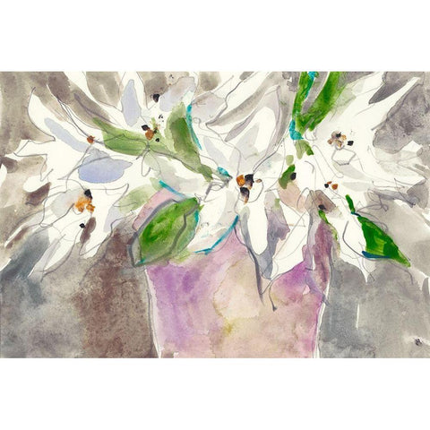 Magnolia Charm I White Modern Wood Framed Art Print by Dixon, Samuel