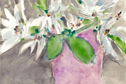 Magnolia Charm II White Modern Wood Framed Art Print with Double Matting by Dixon, Samuel