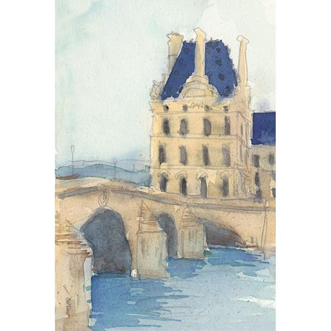 Along the Seine I Gold Ornate Wood Framed Art Print with Double Matting by Dixon, Samuel