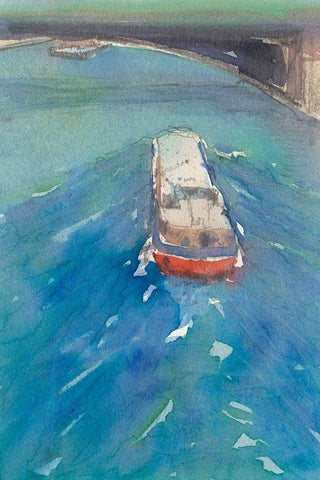 Along the Seine II White Modern Wood Framed Art Print with Double Matting by Dixon, Samuel