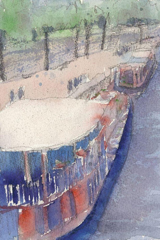 Along the Seine III White Modern Wood Framed Art Print with Double Matting by Dixon, Samuel