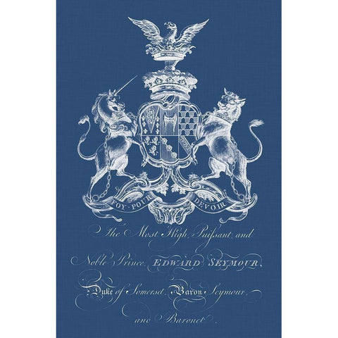 Heraldry on Navy II Gold Ornate Wood Framed Art Print with Double Matting by Vision Studio