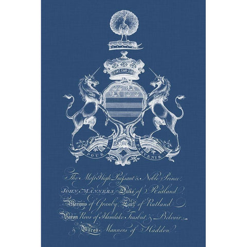 Heraldry on Navy III Gold Ornate Wood Framed Art Print with Double Matting by Vision Studio