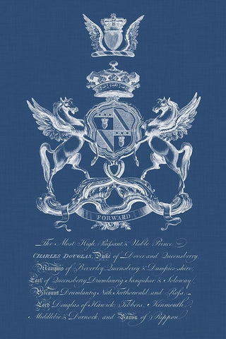 Heraldry on Navy IV Black Ornate Wood Framed Art Print with Double Matting by Vision Studio