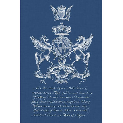 Heraldry on Navy IV Gold Ornate Wood Framed Art Print with Double Matting by Vision Studio