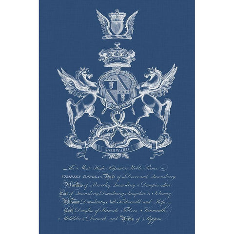 Heraldry on Navy IV Black Modern Wood Framed Art Print with Double Matting by Vision Studio