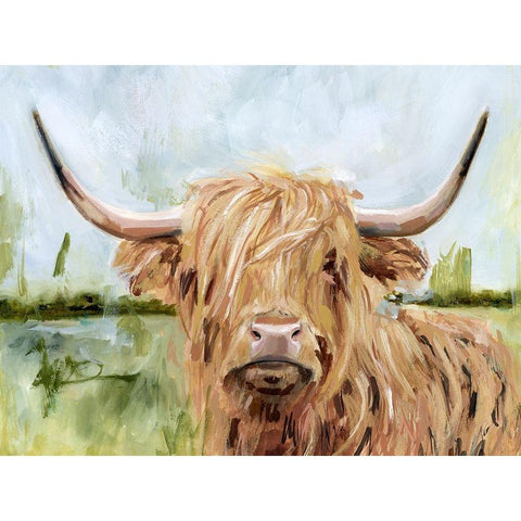 Highland Grazer I White Modern Wood Framed Art Print by Borges, Victoria