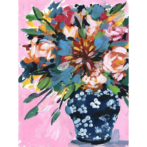 Bouquet in a vase I White Modern Wood Framed Art Print by Wang, Melissa