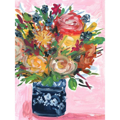Bouquet in a vase II Black Modern Wood Framed Art Print with Double Matting by Wang, Melissa