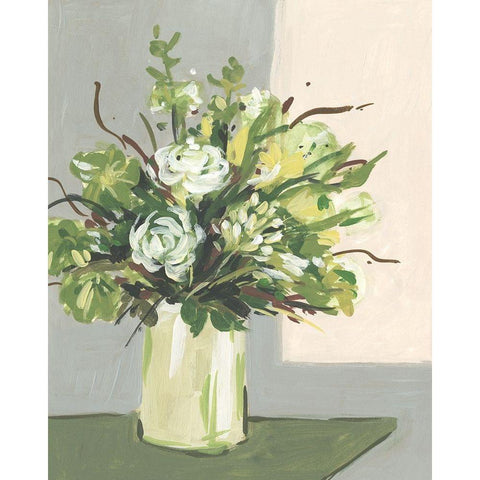 Elegant Floral II White Modern Wood Framed Art Print by Wang, Melissa