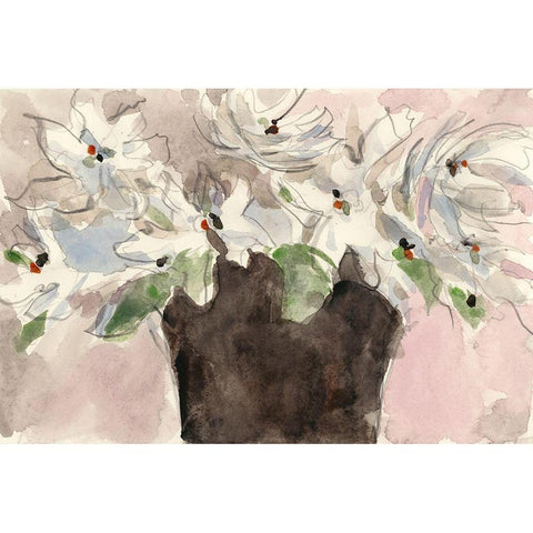 Magnolia Watercolor Study II Black Modern Wood Framed Art Print by Dixon, Samuel