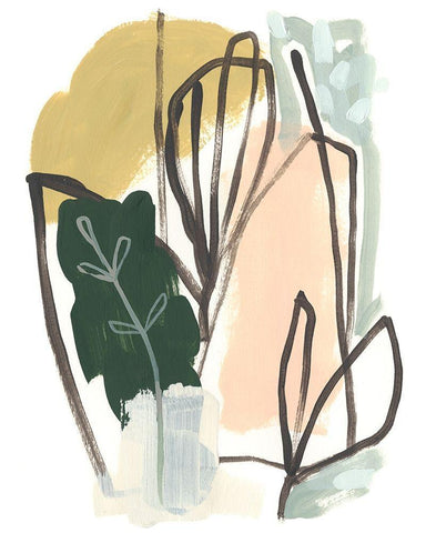 Tropical Abstract I White Modern Wood Framed Art Print with Double Matting by Vess, June Erica
