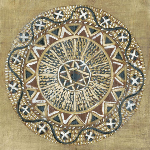 Woven Round I Gold Ornate Wood Framed Art Print with Double Matting by Zarris, Chariklia