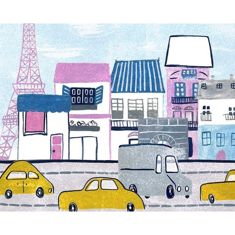 Bonjour Paris I White Modern Wood Framed Art Print by Wang, Melissa