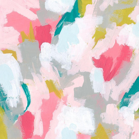 Pink Scramble II White Modern Wood Framed Art Print by Vess, June Erica