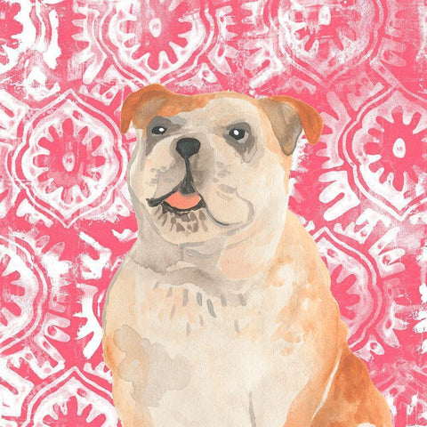 Parlor Pooches V White Modern Wood Framed Art Print with Double Matting by Vess, June Erica