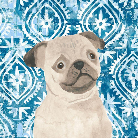 Parlor Pooches VII White Modern Wood Framed Art Print with Double Matting by Vess, June Erica