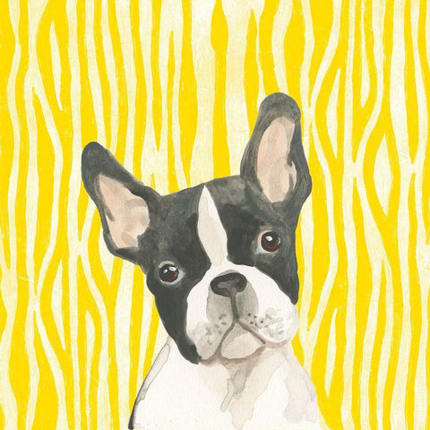 Parlor Pooches VIII Black Ornate Wood Framed Art Print with Double Matting by Vess, June Erica