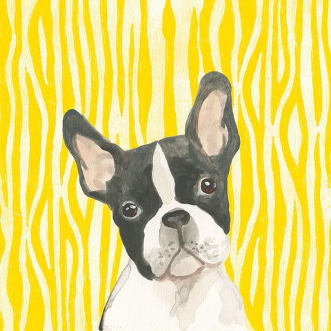 Parlor Pooches VIII Black Modern Wood Framed Art Print by Vess, June Erica