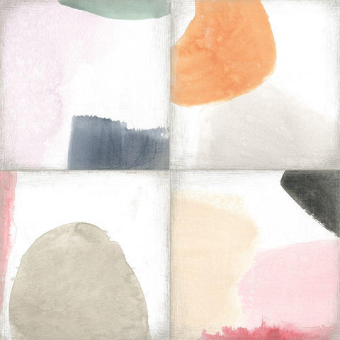 Pastel Tile I Black Modern Wood Framed Art Print by Vess, June Erica