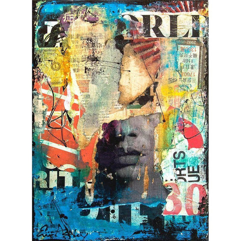 Collage Head Black Modern Wood Framed Art Print with Double Matting by Ashley, Erin