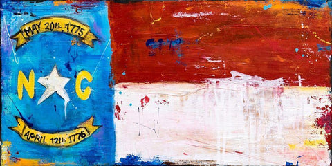 NC Flag Black Ornate Wood Framed Art Print with Double Matting by Ashley, Erin