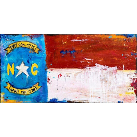 NC Flag Black Modern Wood Framed Art Print by Ashley, Erin