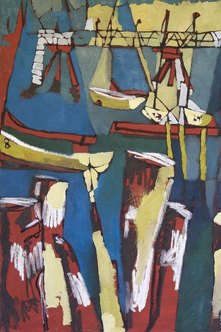 Maine Sails Portland I White Modern Wood Framed Art Print with Double Matting by Ferrell, Erin McGee