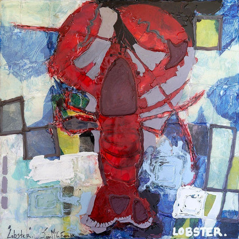 Brilliant Maine Lobster I Black Ornate Wood Framed Art Print with Double Matting by Ferrell, Erin McGee