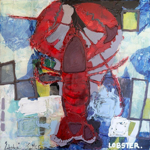 Brilliant Maine Lobster I White Modern Wood Framed Art Print by Ferrell, Erin McGee