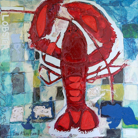 Brilliant Maine Lobster III White Modern Wood Framed Art Print by Ferrell, Erin McGee