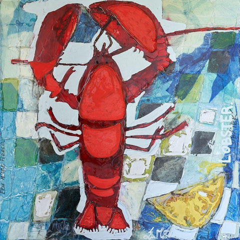 Brilliant Maine Lobster IV White Modern Wood Framed Art Print by Ferrell, Erin McGee