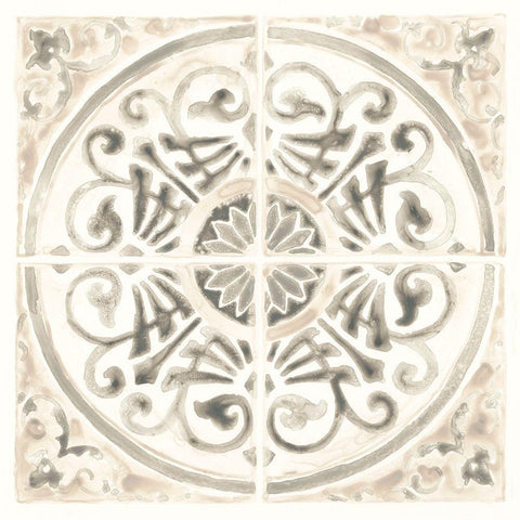 Monochrome Motif II Black Ornate Wood Framed Art Print with Double Matting by Vess, June Erica