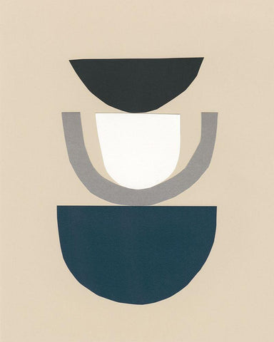 Modern Shapes II White Modern Wood Framed Art Print with Double Matting by Stramel, Renee W.