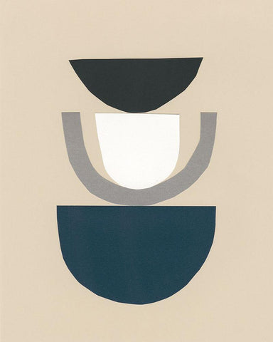 Modern Shapes II Black Ornate Wood Framed Art Print with Double Matting by Stramel, Renee W.