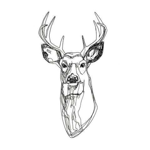 Whitetail Wireframe II White Modern Wood Framed Art Print by Scarvey, Emma