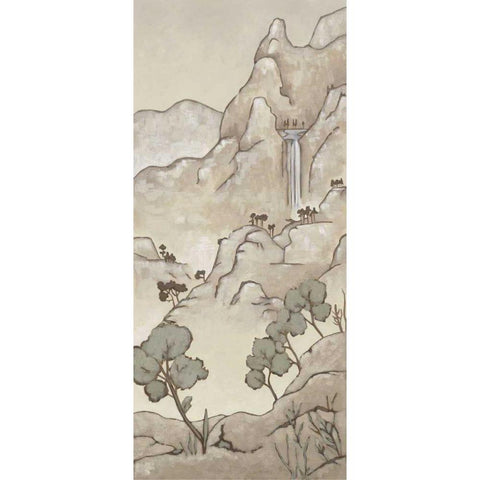 Non-Embellished Chinoiserie Landscape I Black Modern Wood Framed Art Print with Double Matting by Zarris, Chariklia