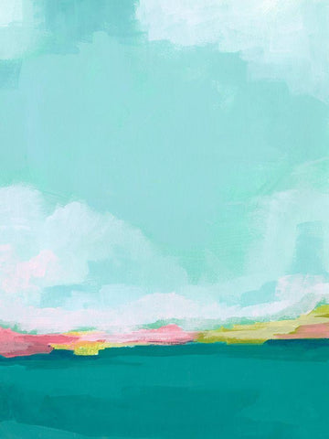 Island Horizon I Black Ornate Wood Framed Art Print with Double Matting by Vess, June Erica