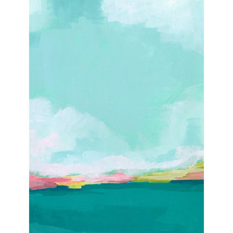 Island Horizon I Black Modern Wood Framed Art Print with Double Matting by Vess, June Erica