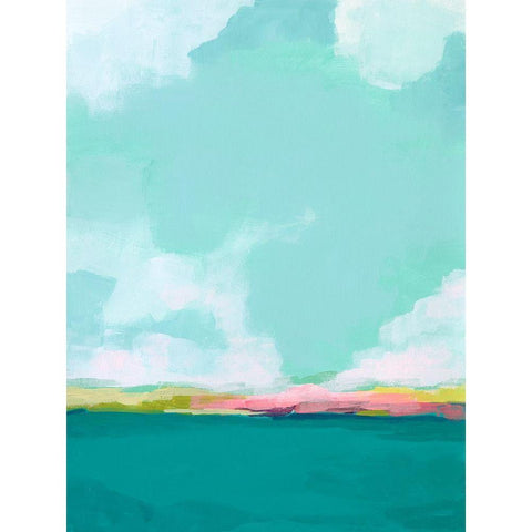 Island Horizon II White Modern Wood Framed Art Print by Vess, June Erica
