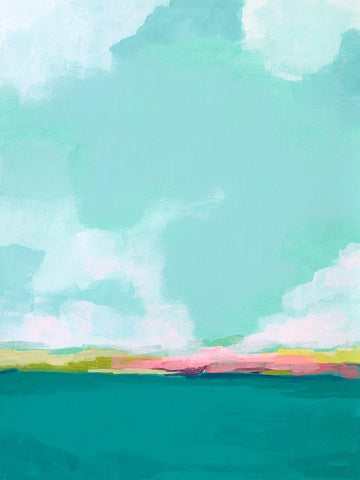 Island Horizon II White Modern Wood Framed Art Print with Double Matting by Vess, June Erica