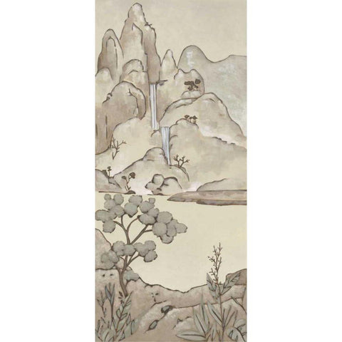 Non-Embellished Chinoiserie Landscape II Gold Ornate Wood Framed Art Print with Double Matting by Zarris, Chariklia