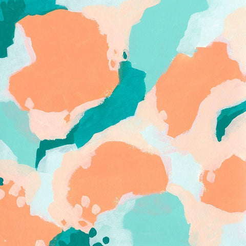 Peach Fizz I White Modern Wood Framed Art Print by Vess, June Erica