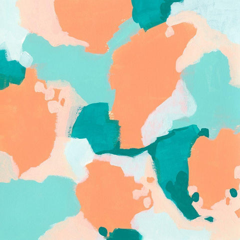 Peach Fizz II White Modern Wood Framed Art Print by Vess, June Erica