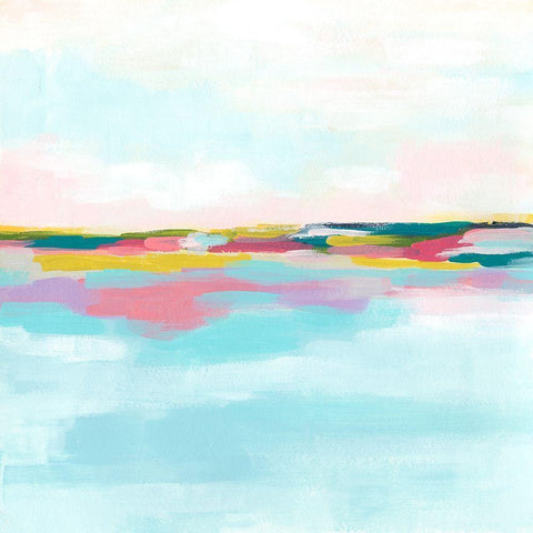 Rainbow Horizon I Black Modern Wood Framed Art Print with Double Matting by Vess, June Erica