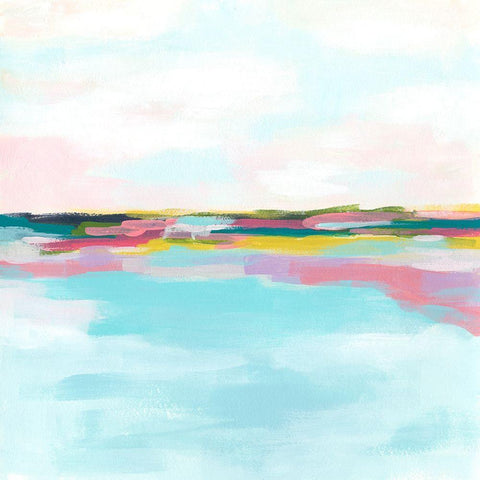 Rainbow Horizon II Black Modern Wood Framed Art Print with Double Matting by Vess, June Erica