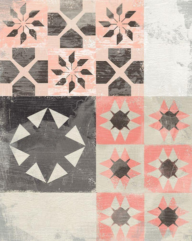 Farmhouse Pattern I Black Ornate Wood Framed Art Print with Double Matting by Vess, June Erica