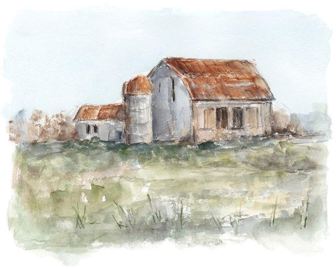 Tin Roof Barn I White Modern Wood Framed Art Print with Double Matting by Harper, Ethan