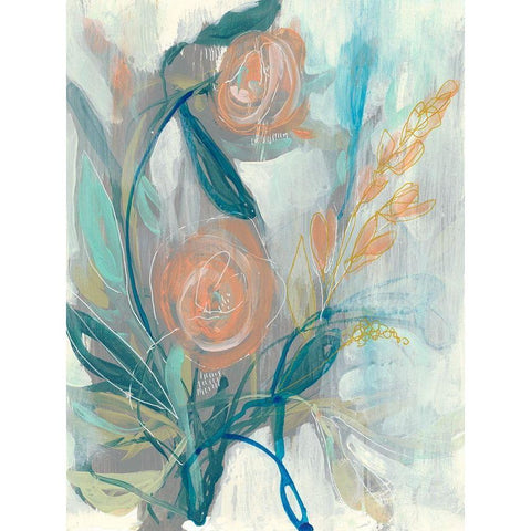 Flower Grouping II White Modern Wood Framed Art Print by Goldberger, Jennifer