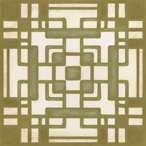 Non-Embellished Deco Tile III Gold Ornate Wood Framed Art Print with Double Matting by Vess, June Erica